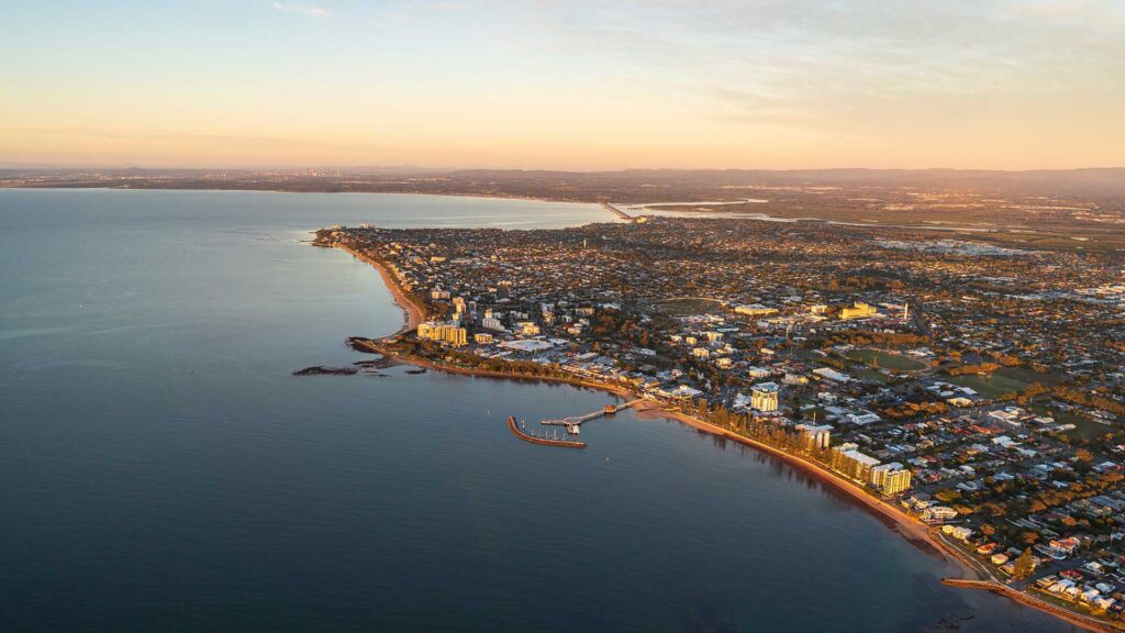 aerial view of moreton bay