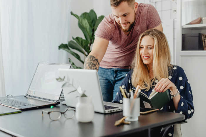 couple looking at a laptop
